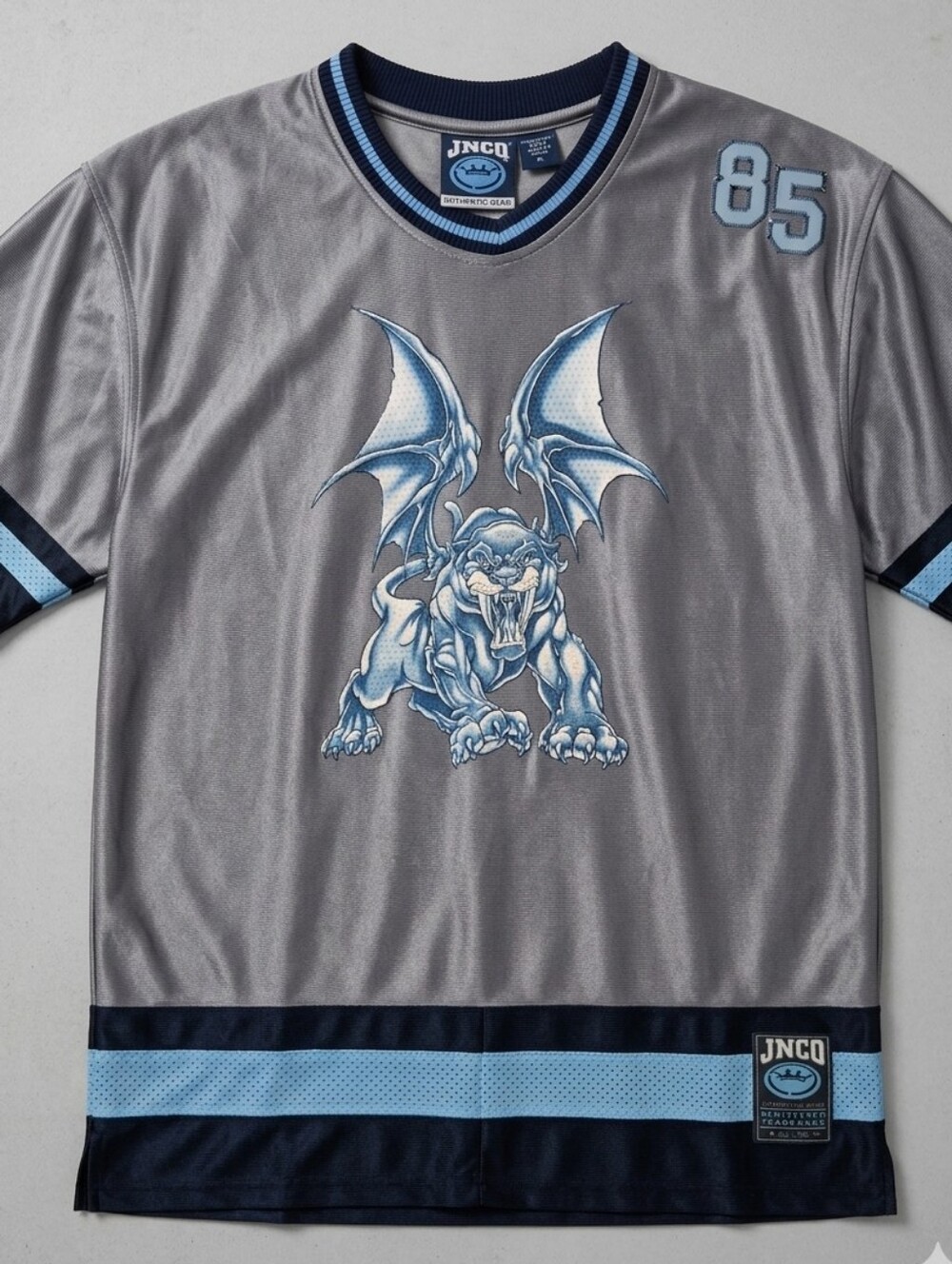 [[JNCO]] Vintage Gray & Light Blue Gargoyal Graphic Jersey